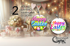 Happy Easter | Spring Round Earring Sublimation design PL2 Product Image 1