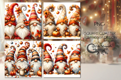 Autumn gnomes | 4 fall square coaster sublimation designs P2 Product Image 1