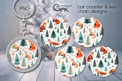 Christmas fox | Xmas Car coaster &amp; key chain sublimation PL2 Product Image 1