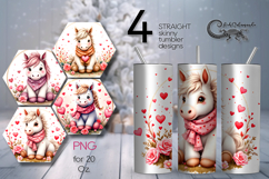 Valentine animals | horse Skinny tumbler sublimation design Product Image 1