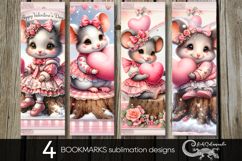 Valentine mouse| 4 love bookmarks sublimation designs Product Image 1
