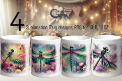 Watercolor Dragonfly | 4 Sublimation Mug designs PLUS2 Product Image 1