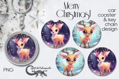 Christmas Deer | Sublimation Car coaster &amp; key chain PLUS2 Product Image 1