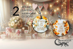 Motivating inscription | Round earring sublimation design P2 Product Image 1