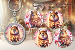 Valentine capybara | car coaster &amp; key chain design 2 Product Image 1