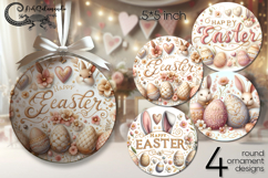 Easter rabbit | 4 round ornaments sublimation designs P2 Product Image 1