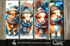 Christmas cow | Xmas bookmarks sublimation design PL Product Image 1