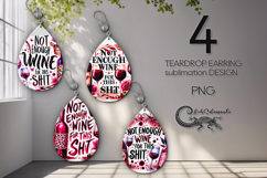Wine inscriptions | 4 Teardrop earring sublimation PL2 Product Image 1