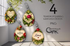 Vintage valentine Sublimation | 4 teardrop earring designs Product Image 1