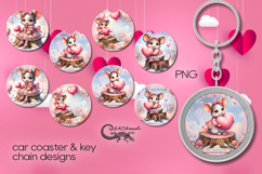 Valentine mouse | love 4 car coaster &amp; 4 key chain designs Product Image 1
