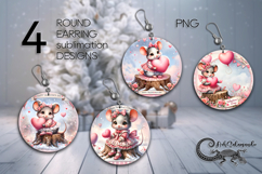 Valentine mouse | 4 love Round Earring sublimation designs P Product Image 1