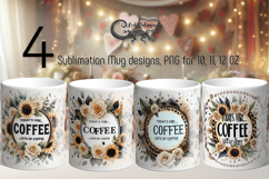 Coffee &amp; flowers | 4 Mug sublimation designs PLUS2 Product Image 1