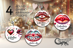 Valentine lips | 4 love round earring Sublimation designs P2 Product Image 1