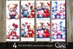 Valentine teddy bear | 4 love bookmarks sublimation designs Product Image 1