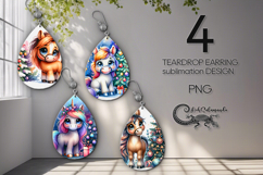 Christmas horse | funny Teardrop earring Sublimation PL2 Product Image 1