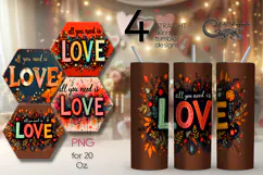 Love hippie Inscription | 4 Boho Skinny tumbler designs PL2 Product Image 1