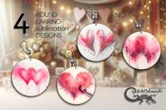 Love heart | 4 Valentine Sublimation round earring designs P Product Image 1