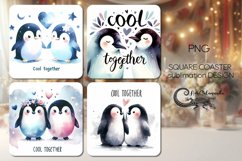 Love penguin | valentine square coaster sublimation design Product Image 1