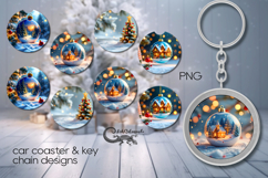 New year moods | 4 xmas Car coaster &amp; 4 key chain designs P2 Product Image 1