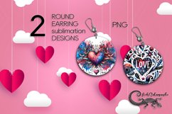 Valentine inscription | 2 Sublimation round earring designs2 Product Image 1