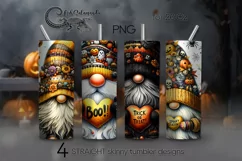 Halloween Gnome | 4 Skinny tumbler sublimation designs PLUS2 Product Image 1