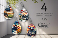 Motorcycle patriot | Bike Teardrop earring sublimation PL2 Product Image 1