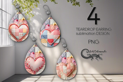 Xmas patchwork | christmas Teardrop earring sublimation PL2 Product Image 1