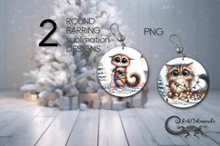 Christmas cat | funny Round earring Sublimation designs PL2 Product Image 1