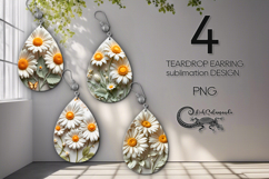 Spring 3d Flowers | 4 Sublimation Teardrop Earring PL2 Product Image 1
