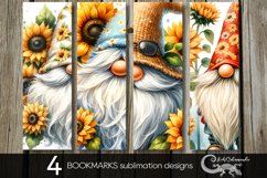 Sunflowers gnome | 4 bookmarks sublimation designs PLUS Product Image 1