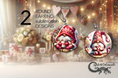 Valentine gnome | 2 round earring Sublimation designs PLUS2 Product Image 1