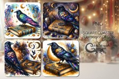 Mystic crow | Halloween square coaster sublimation design Product Image 1