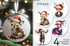 Christmas deer | funny Xmas round ornaments sublimation2 Product Image 1