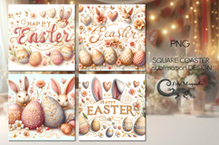 Easter rabbit | 4 square coaster sublimation designs P2 Product Image 1