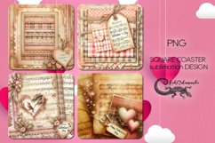Shabby chic, vintage | valentine square coaster sublimation2 Product Image 1