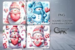 Christmas snowman | xmas square coaster sublimation design 2 Product Image 1