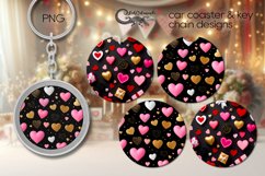 Valentine 3d hearts | black &amp; pink coaster &amp; key chain PLUS2 Product Image 1