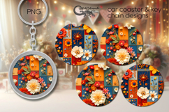 3D Flowers | car coaster &amp; key chain sublimation designs PL2 Product Image 1