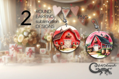Bautiful farmhouse | 2 Round earring Sublimation designs PL2 Product Image 1