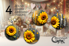 3D flowers | 4 Round earring Sublimation designs P2 Product Image 1