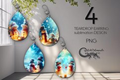 Christmas snowman | 4 Teardrop earring Sublimation designs P Product Image 1