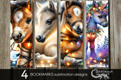 Christmas horse &amp; garland| bookmarks sublimation design PL Product Image 1