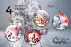 Cute Snowman | Xmas Round earring Sublimation designs PLUS2 Product Image 1