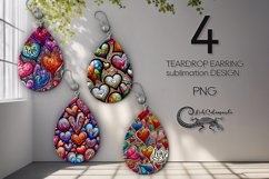 Hearts Valentine Sublimation | 4 teardrop earring designs2 Product Image 1