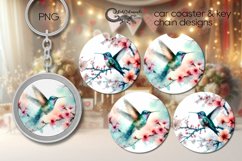 Spring Hummingbird | coaster &amp; key chain sublimation designs Product Image 1