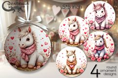 Valentine horse | 4 round ornaments sublimation designs Product Image 1