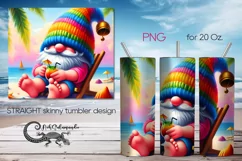 Gnome Beach life | sun Skinny Tumbler Sublimation design PL2 Product Image 1