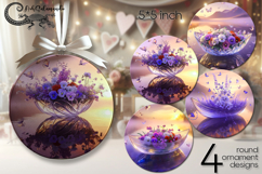 Fantasy sunset | fairy watercolor round ornaments design P2 Product Image 1
