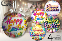 Happy Easter | 4 round ornaments sublimation designs P2 Product Image 1