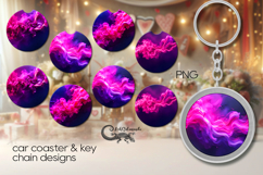 Abstract purple background | 4 Car coaster &amp; 4 key chain P2 Product Image 1
